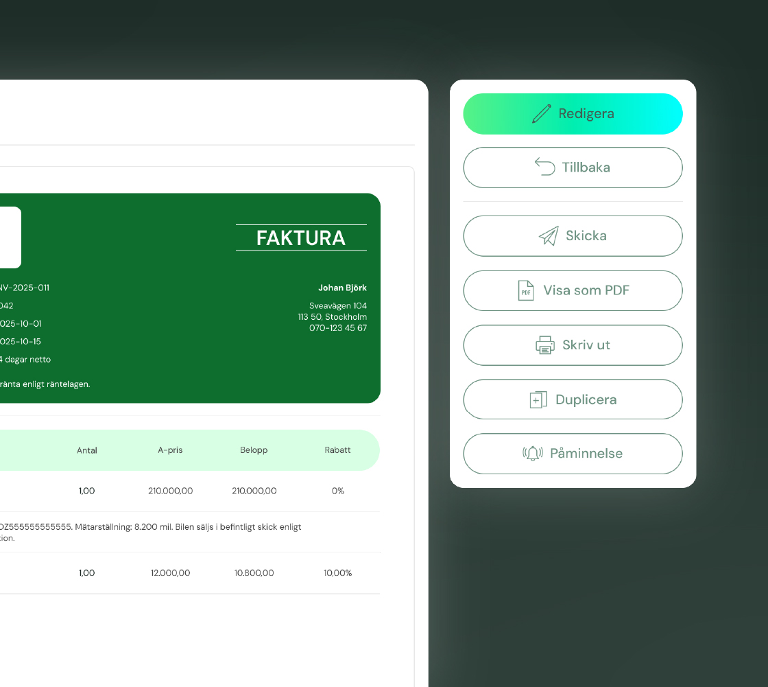 Fakturering direkt i systemet